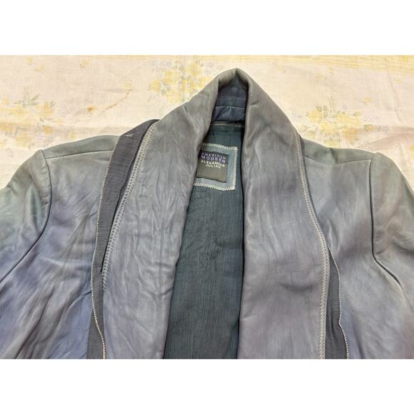 Alexander Julian American Modern Women’s Leather Jacket Belted Blue Size L - Picture 4 of 16